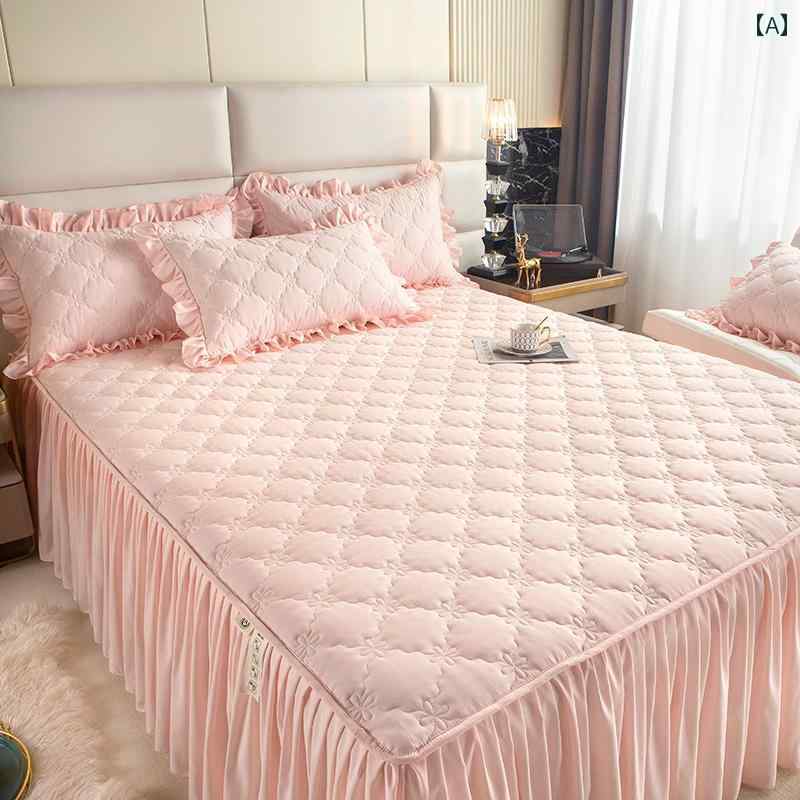 インテリア ベッド スカート バイオレット 肌に 優しい 起毛 キルト ベッド スカート 3点 セット 無地 ..