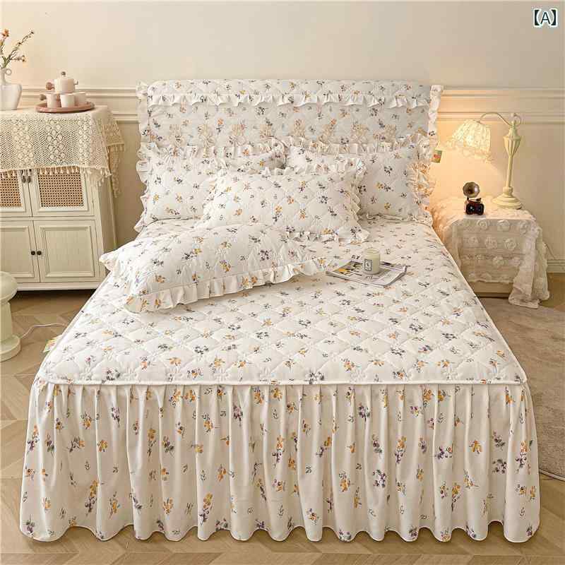 ベッド スカート シーツ 韓国 ベッド スカート シーツ ワンピース カバーオール シーズン用 付き カバ..