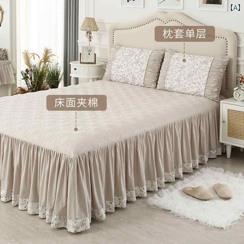 ベッド スカート シーツ Huajianyu 綿 シングル ベッド スカート キルティング ベッドスプレッド シー..