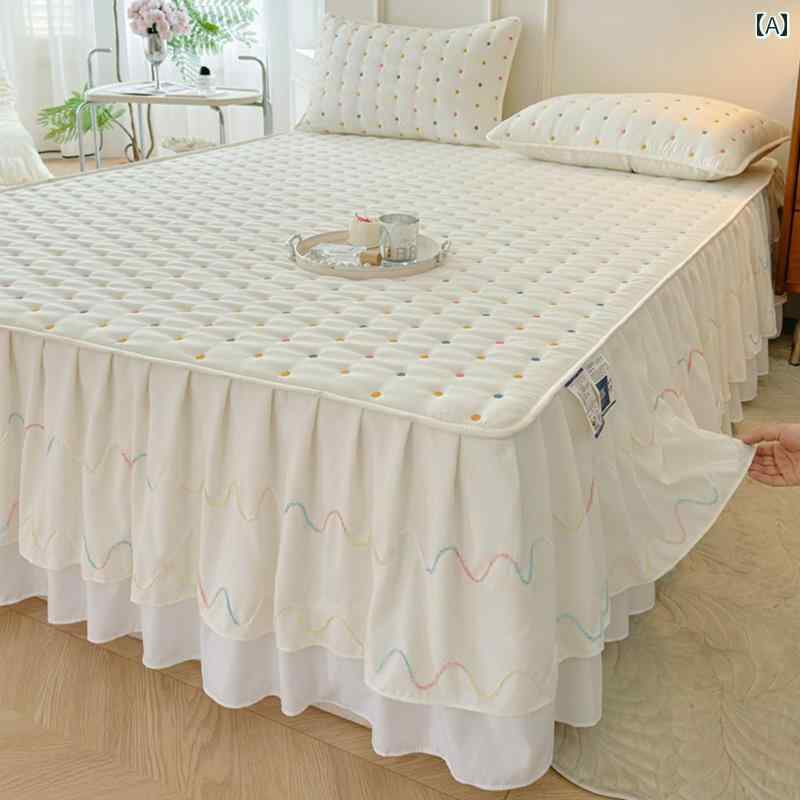ベッド スカート シーツ 2024年 キルト ベッド スカート シングル ピース マットレス プロテクター 滑..