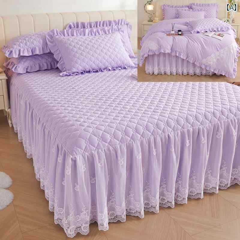 ベッド スカート シーツ 韓国 レース ベッド スカート 綿 プリンセス スタイル キルティング ベッドス..