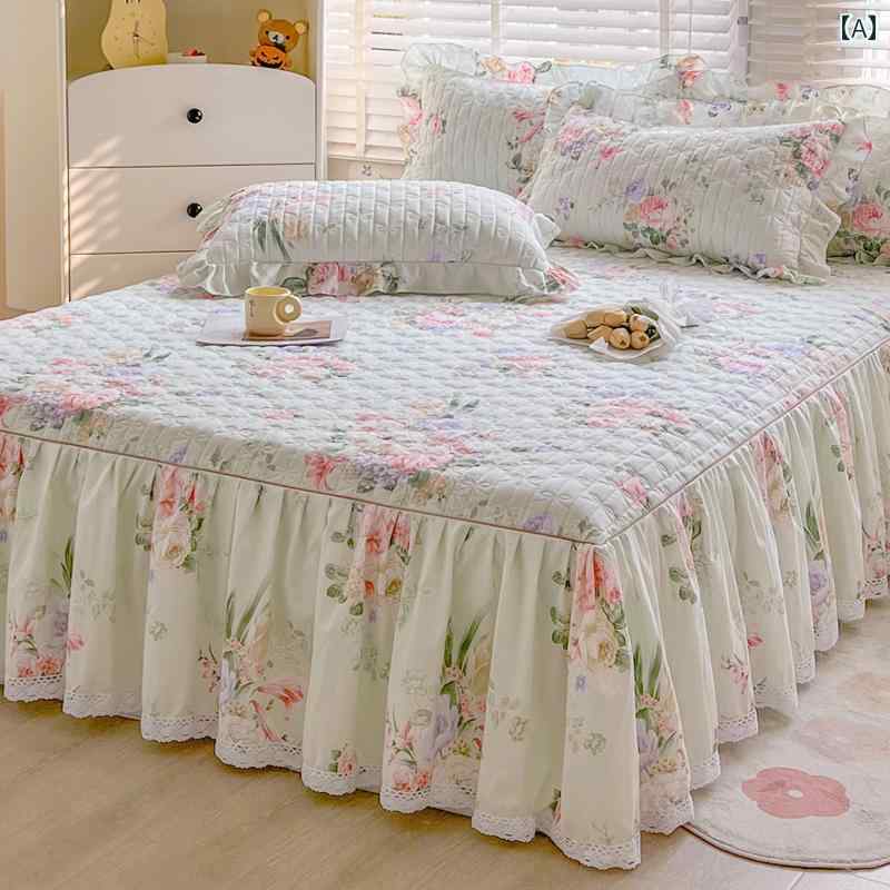 ベッド スカート シーツ 2024年 ベッド シーツ スカート ツー イン ワン キルティング 厚手 ベッドスプ..