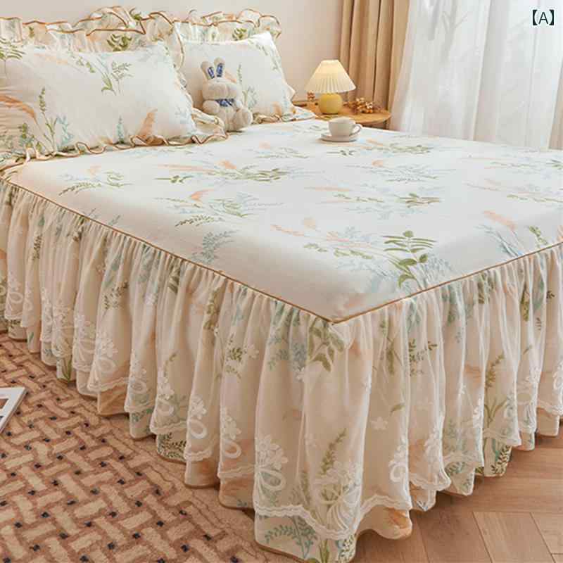 ベッド スカート シーツ 韓国 レースの 綿の ベッド スカート 単品 コットンの 夏用 シーツ ベッドスプ..