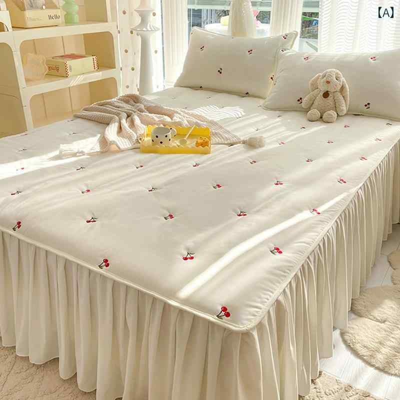 ベッド スカート シーツ 2024年 ウォッシュド コットン キルティング ベッド スカート 厚め ベッドスプ..