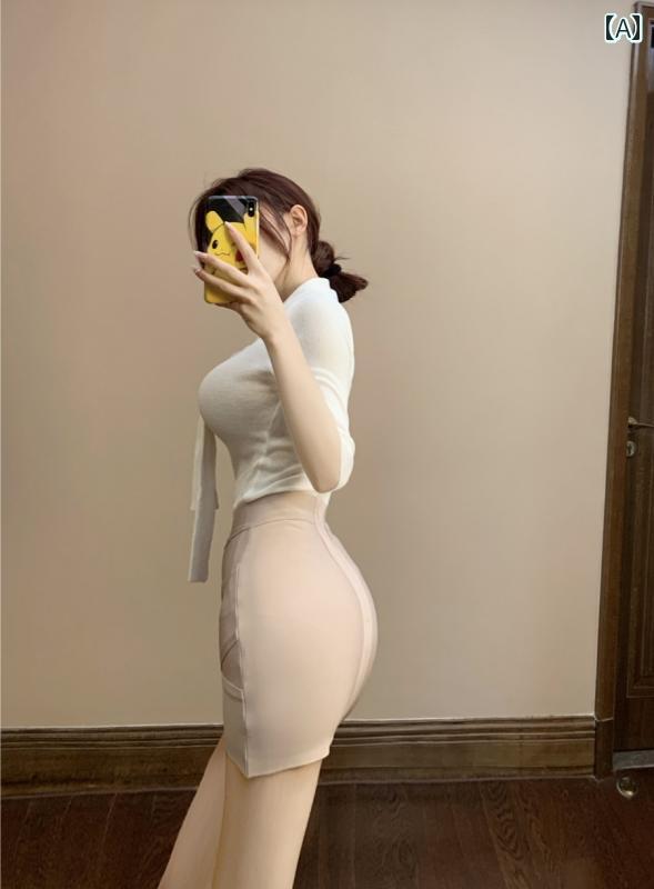 タイト スカート Sirui Gangnam Beautyの クロス ヒップ スカート 韓国 3 色 通勤 万能 スリム 高 弾性 包帯