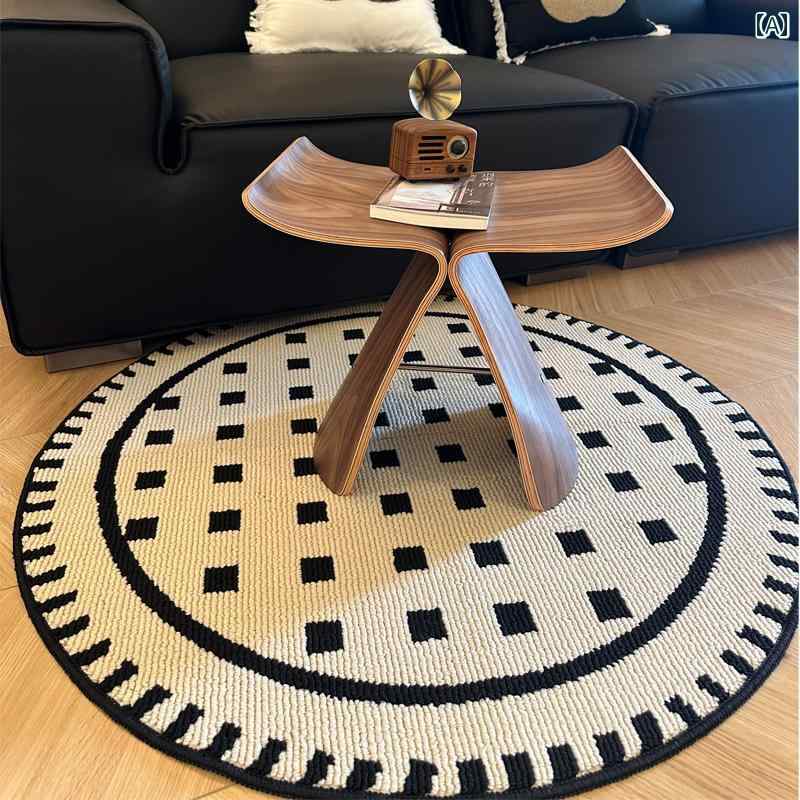 おしゃれな カーペット フレンチ ラウンド カー ペット クリーム スタイル ロッキングチェア フロア マ..