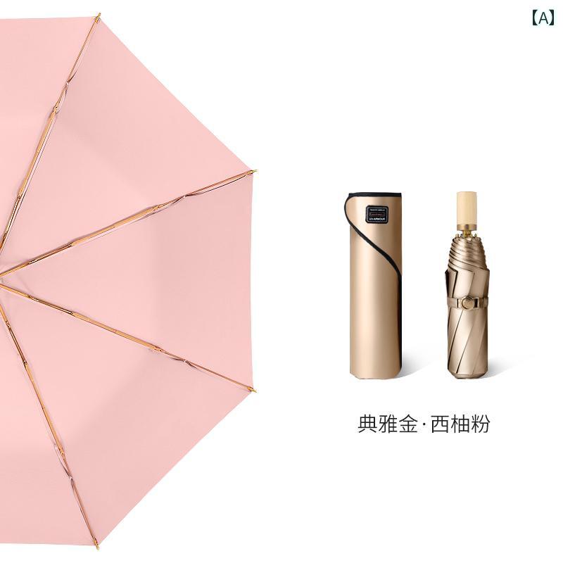 マルチ 日傘 便利 二 重層 日傘 強力な 日焼け防止と UV カット 女性用 プロ 仕様 晴れと 雨の 両用 黒 プラスチック 傘 UPF 50