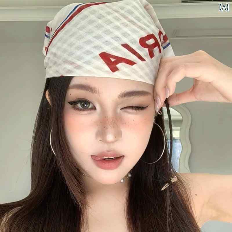 スカーフ カジュアル おしゃれ アメリカ Y2K ミレニア ル 世代の ホットな ヘッド スカーフ 女性向け ヒップ ホップ ストリートの クールな スクエア 薄手 ヘア バンド 2025年 ニュー スタイル