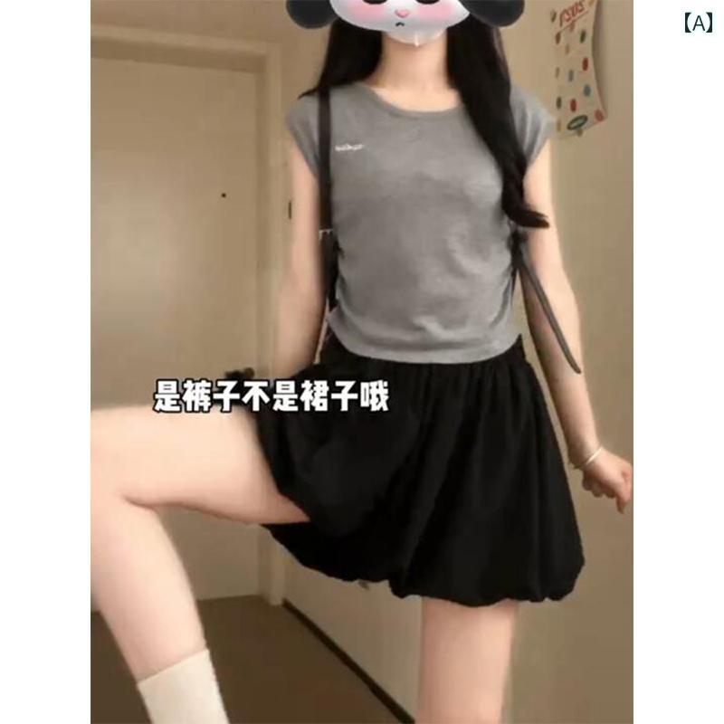レディース スカート かわいい の 夏の レディース スカート パンツ 黒 aライン ワイド レッグ 太め mm 大きいサイズ 着 痩せ お腹 カバー 花 蕾 パフィー ショーツ