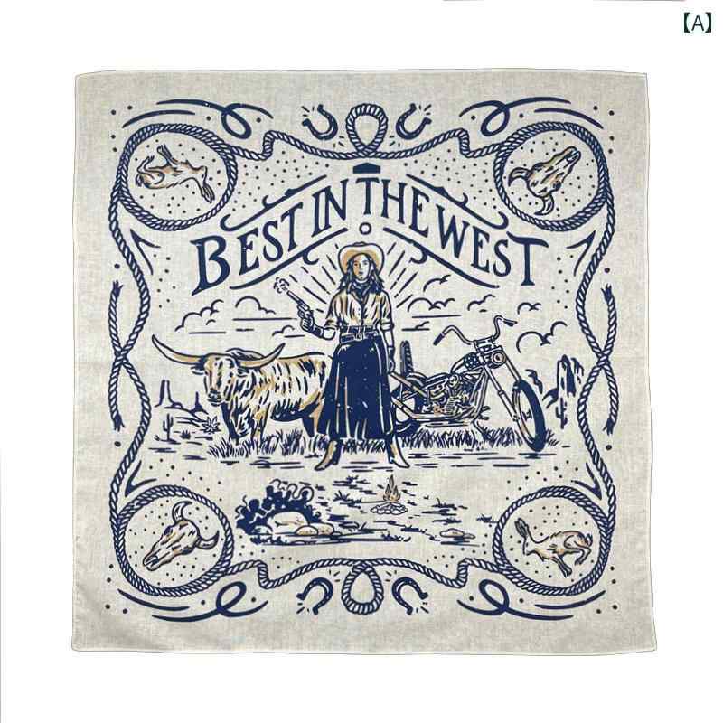 スカーフ カジュアル おしゃれ コットン アメリカン レトロ ヴィンテージ スクエア スカーフ アミ カー..