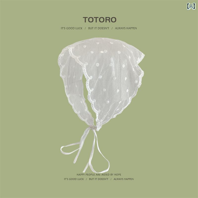 スカーフ カジュアル おしゃれ 趙 ルシの フレンチレースの 三角 スカーフ ヘア アクセサリー 女性 春夏 旅行 ヘッド 田園 風 付き