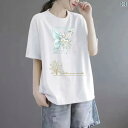 レディース Tシャツ 半袖 2025 特大 サイズレディース 夏 綿 プリント 半袖 Tシャツ 300ポンド 太った 女の子 ゆったり 体型カバー トップス
