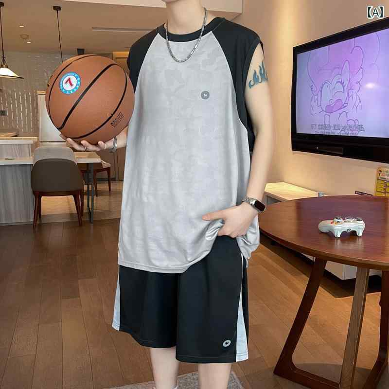 キッズ バスケットボール ウェア 夏用 ノースリーブ Tシャツ 男の子 12 ～ 15歳 中学生 バスケットボール ユニフォーム スーツ 13歳 ビッグ ボーイ ベスト ジャージ