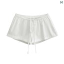 ショート ハーフ パンツ  2025夏 アメリカン ホット ガール スタイル ベーシック 伸縮性 ウエスト ストレート カジュアルショーツ パンツ レディース