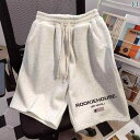 ショート ハーフ パンツ アメリカン 個性的な ストリート カジュアル スポーツ ストレート ショート パンツ メンズ 夏 ゆったり レトロ ドローストリン...