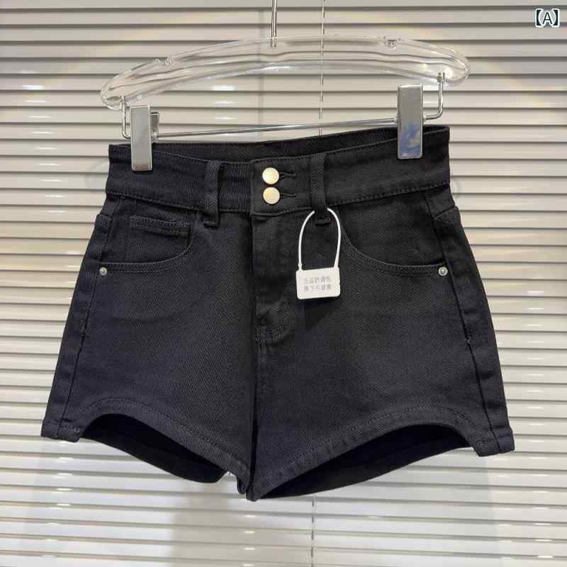 　ショート　ハーフ　パンツ　 スタイル 2025 春 アメリカン レトロ カーブ パンツ 脚 ホット ガール スリークォーター デニムショートパンツ