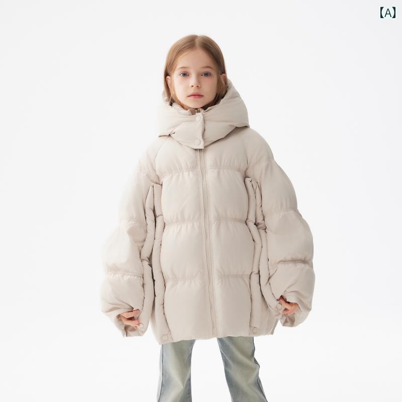 子供用 ダウンジャケット Shanyuan Rongyao ガールズ グース ダウン ジャケット ミディアム 丈 2024年 親子 冬 子供用 極寒 厚手 コート