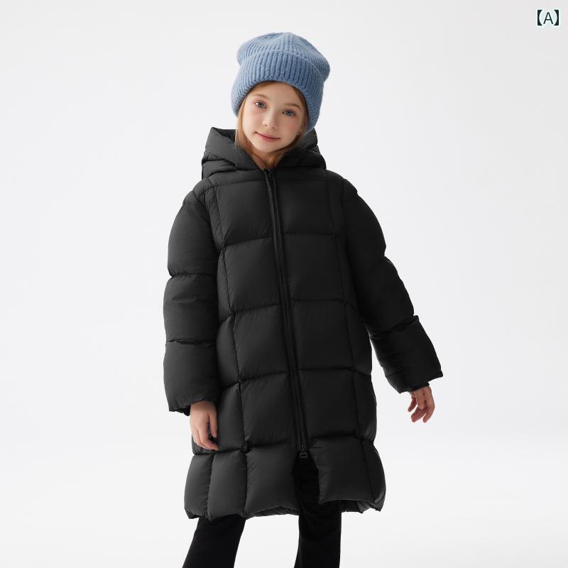 子供用 ダウンジャケット Shanyuan Rongyao 子供用 男の子と 女の子 グース ダウン ジャケット ロング 極寒 2024 厚手 コート 冬服