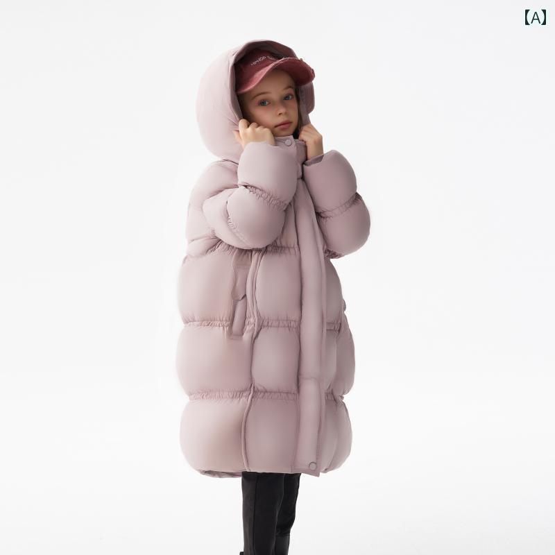 子供用 ダウンジャケット Shanyuan Rongyao 子供用 ダウン ジャケット ロング ガールズ グース 膝上 2024年 親子 厚手 極寒 冬