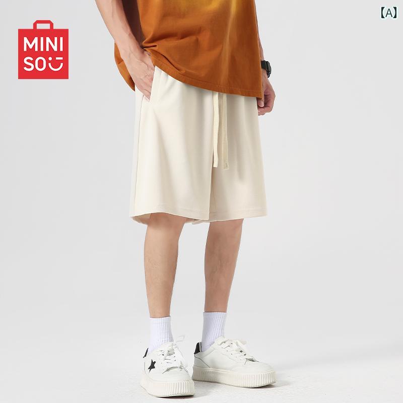　ショート　ハーフ　パンツ　 MINISO 名 創 優 品 メンズ ショート パンツ 夏 厚手 カジュアル スポーツ ストレート 男性 A