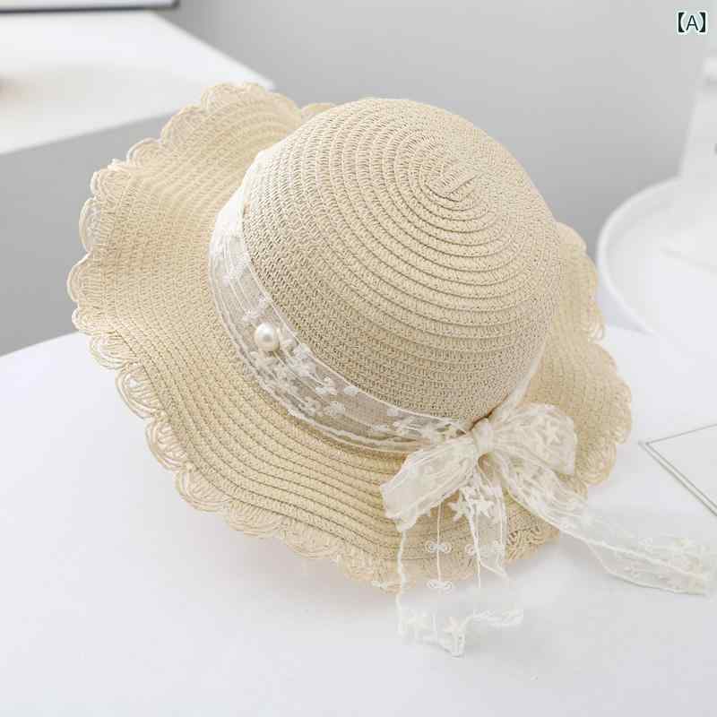 子供用 麦わら 帽子 夏用 女の子用 麦わら 帽子 女性用 ベビー用 日焼け防止 サン バケット ハット 韓..