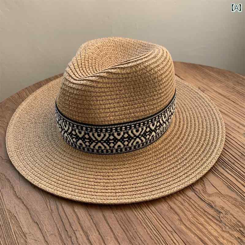 子供用 麦わら 帽子 アウトレット ウエスタンスタイル ブラウン ボヘミアン エスニック サンハット レ..