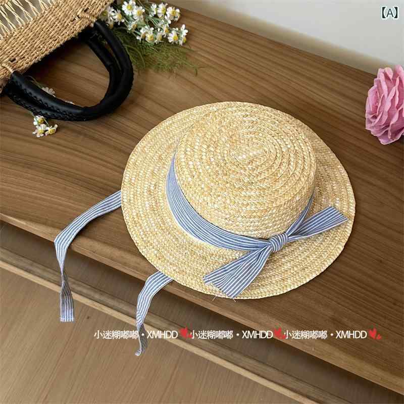 子供用 麦わら 帽子 女の子 春夏 日焼け防止 帽子 夏の 旅行 ビーチハット かわいい 韓国 レース ボウ ..
