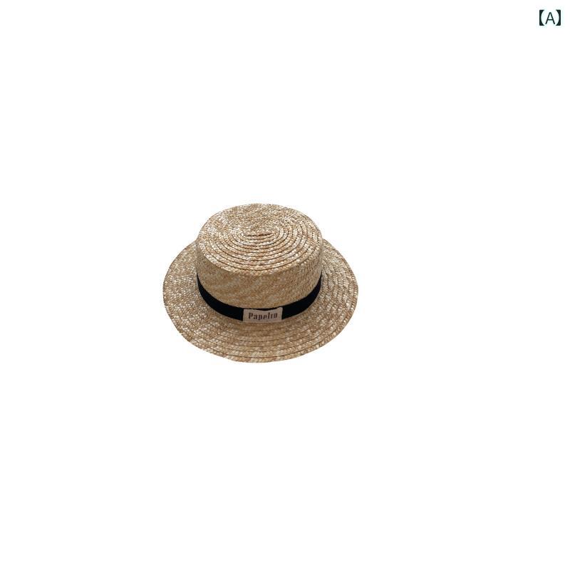 麦わら 帽子 かわいい AnnieGirl 女の子用 夏用 サンハット フレンチ フラット トップ イン ベビー 2 ..