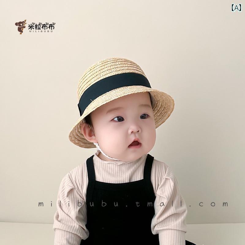 子供用 麦わら 帽子 ベビー 帽子 夏用 麦わら 和風 かわいい ボール サンハット 子供用 通気性 旅行 フ..