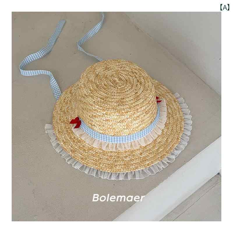 麦わら 帽子 かわいい 韓国 子供用 麦わら 帽子 夏の スタイル 小さくて さわやか 女の子 旅行用 サン..