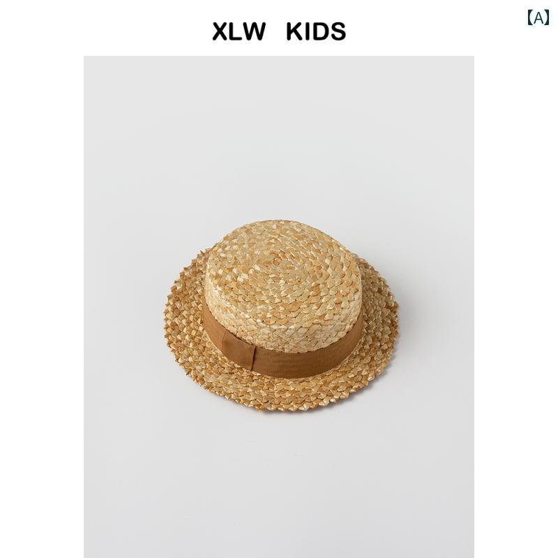 麦わら 帽子 かわいい 麦わら 和風 子供用 帽子 男の子と 女の子 夏 旅行 日焼け防止 ビーチ 韓国 シン..