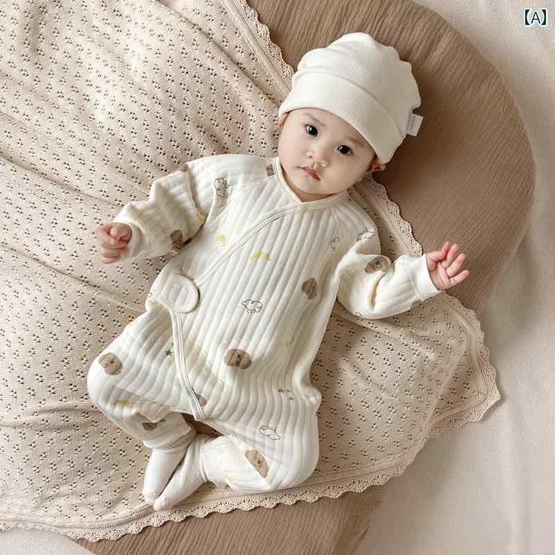 赤ちゃんの ジャンプスーツ 男の子と 女の子 春秋 ベビー ジャンプスーツ キルティングで 暖かい お腹..