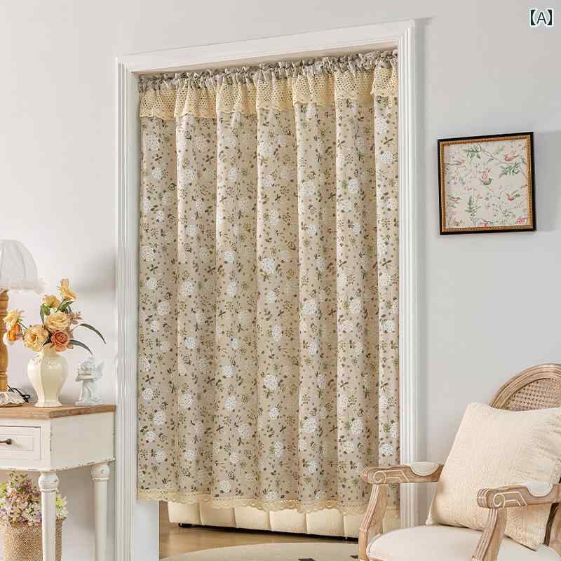 おしゃれ カーテン カフェにも アメリカン カントリー 雰囲気の ある 生地の ハーフ カーテン ドア ホームステイ用の 小さい プライバシー 保護 パンチング 加工 遮 光 半透明 バルコニー