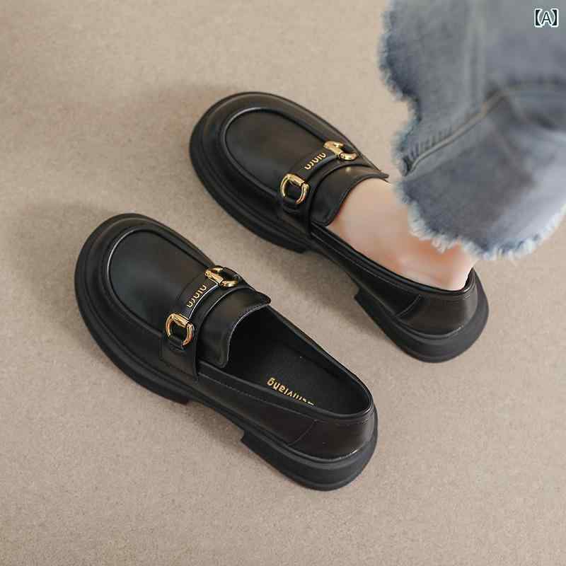 レディース ローファー 革靴 女性用 革 ローファー レトロ 英国 スタイル 2024年 スリッポン ソフト ソールス モール レザーシューズ 厚底 大きいサイズ レディースシューズ
