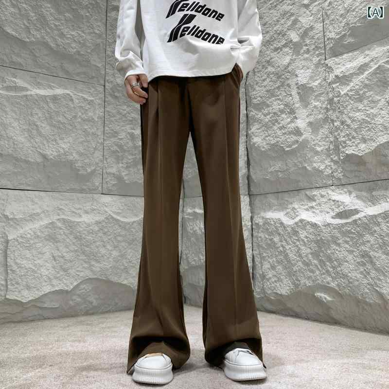 フレア パンツ 男性用 クリーン フィット カジュアル パンツ メンズ 春秋 マチェーテ スリム ドレープ ハイエンド スリット フレアパンツ