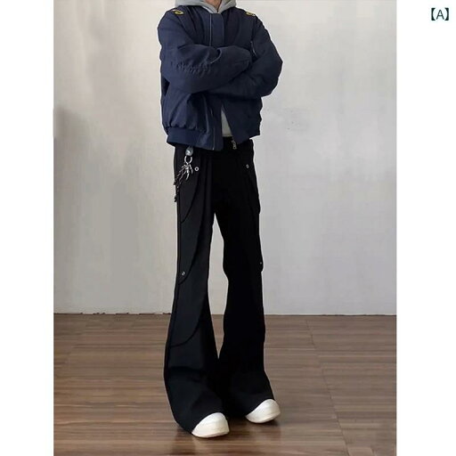 フレア パンツ 男性用 アメリカン ストリートの クリーン フィットパンツ ブラックの ハイウエスト パンツ メンズ デ コンストラクト スプリット モ ッピング フレアパンツ フレア パンツ 男性用 アメリカン ストリートの クリーン フィットパンツ ブラックの ハイウエスト パンツ メンズ デ コンストラクト スプリット モ ッピング フレアパンツ