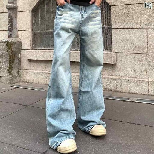 フレア パンツ 男性用 アメリカン レトロ クリーン フィット キャット ウィスカー アイス ブルー フレア スリム ジーンズ メンズ ストレート 万能 カジュアル パンツ フレア パンツ 男性用 アメリカン レトロ クリーン フィット キャット ウィスカー アイス ブルー フレア スリム ジーンズ メンズ ストレート 万能 カジュアル パンツ