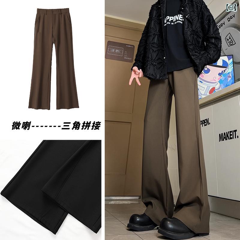 フレア パンツ 男性用 CetKy アメリカン ストリート クリーン フィット シルエット トラウザー ズ ブラック カジュアル メンズ レディース ストレート フレア バイブ