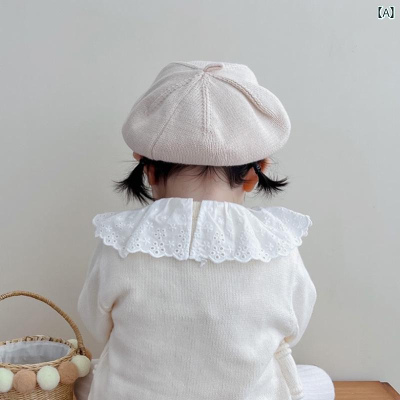 ベビー用 ニット帽 かわいい 23 韓国 ベビー 帽子 春秋冬 ウール 綿 ニット で な ベレー 帽