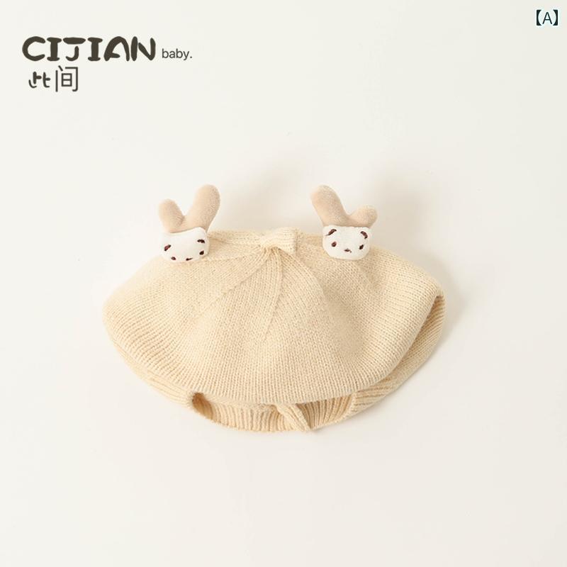 ベビー用 ニット帽 かわいい 子供用 帽子 秋冬 ベビー ニット ベレー 帽 男の子と 女の子用 暖かい プ..