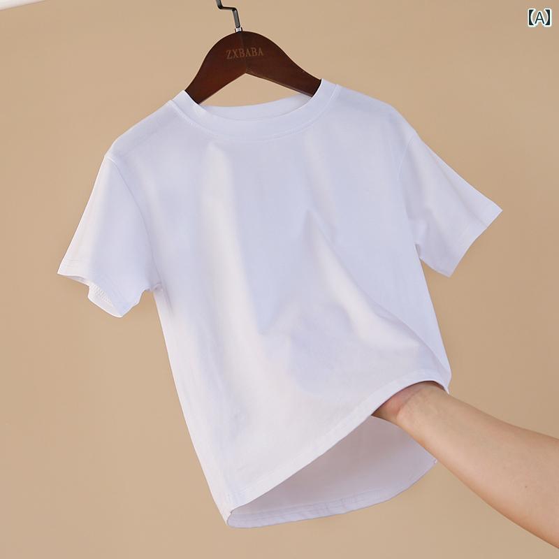 キッズ インナー シャツ 子供用 綿 薄手 ラウンドネック 半袖 Tシャツ 夏用 男の子と 女の子 レイヤリ..