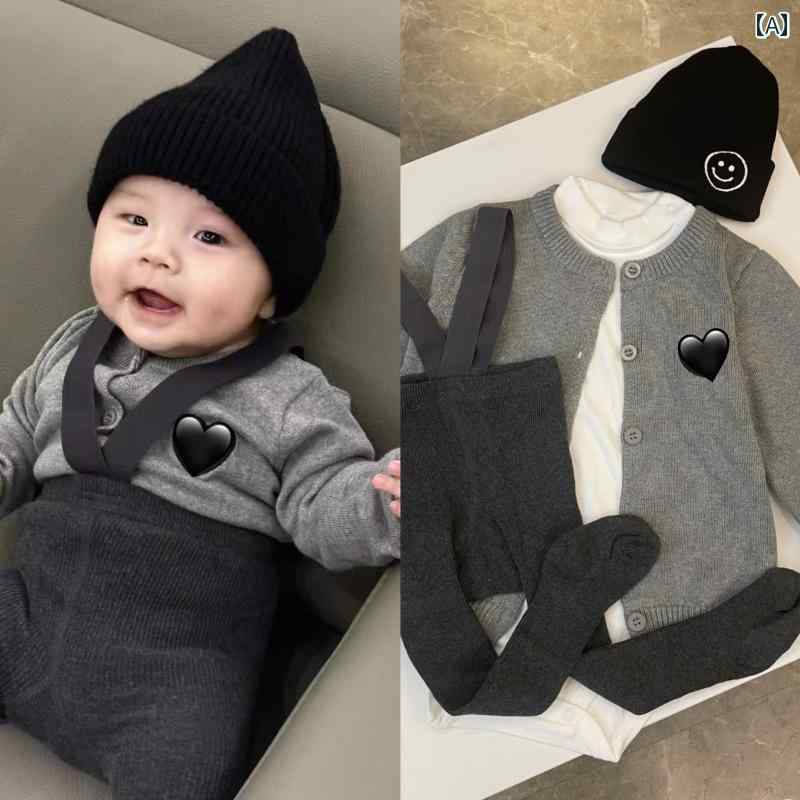 Uネック ニット キッズ 女の子用 ウェイトリフティング パンツ 付き グレー セーター 薄手で な ベビー..