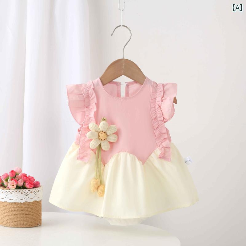 ベビー かわいい ドレス ベビー 服 夏用 ボディスーツ 女児用 薄手 ジャンプスーツ おしゃれ 昼用 新生..