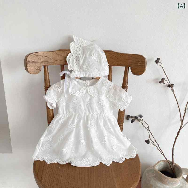 ベビー かわいい ドレス ベビー レース 半袖 ワンピース 女児 サマー 100日 新生児 お出かけ ロンパー..