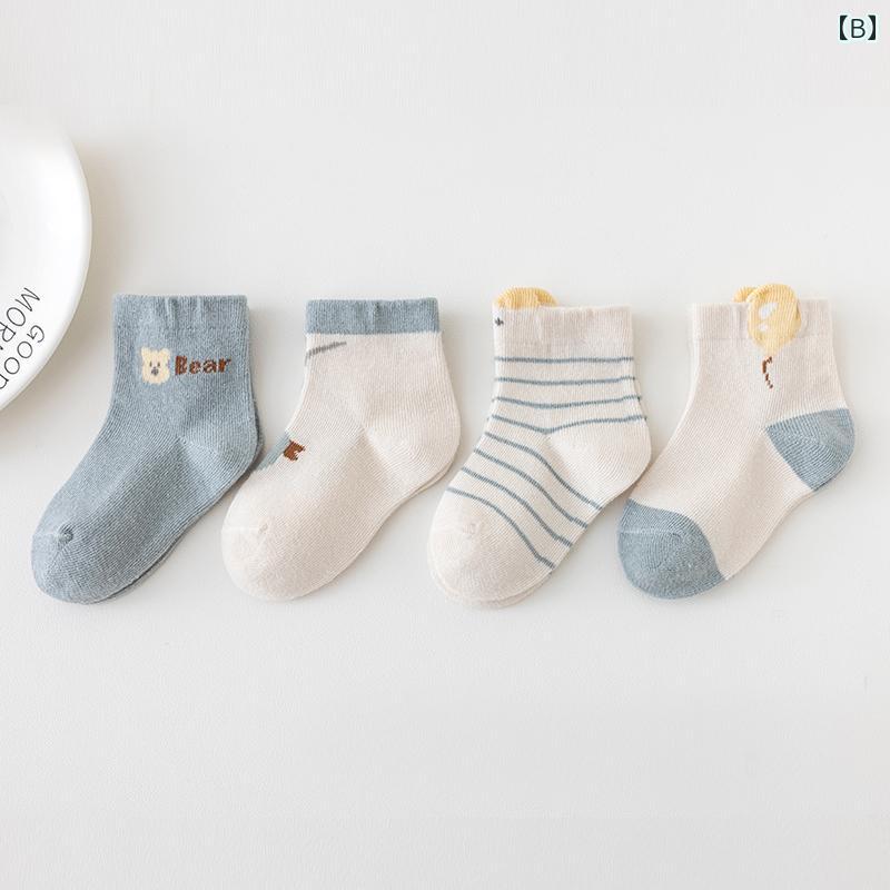 ベビー 靴下 カジュアル 男の子用 春秋 ハッピー ベア 子供用 ソックス 通気性 ベビー 新生児 骨なし キッズ