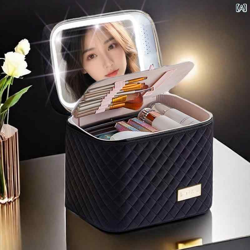 メイク 化粧 ボックス 2024年 軽量 大型 ミラー 付き コスメポーチ ハード 収納 ボックス コスメケース大容量 オンライン