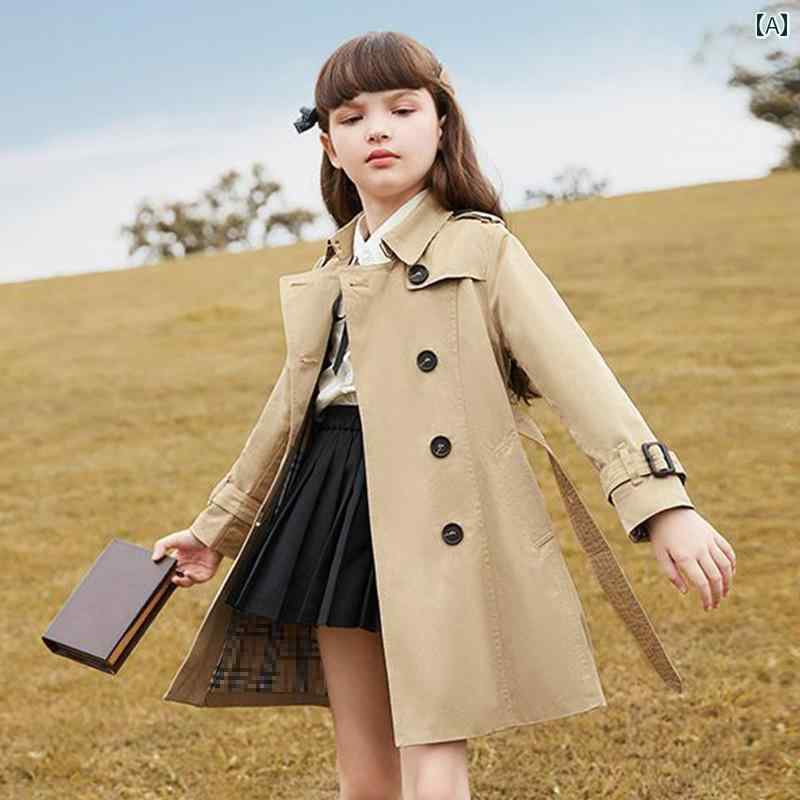 キッズ おしゃれな コート 女の子 ウインドブレーカー ジャケット 2024 春秋 子供 韓国 スタイル 英国 ..