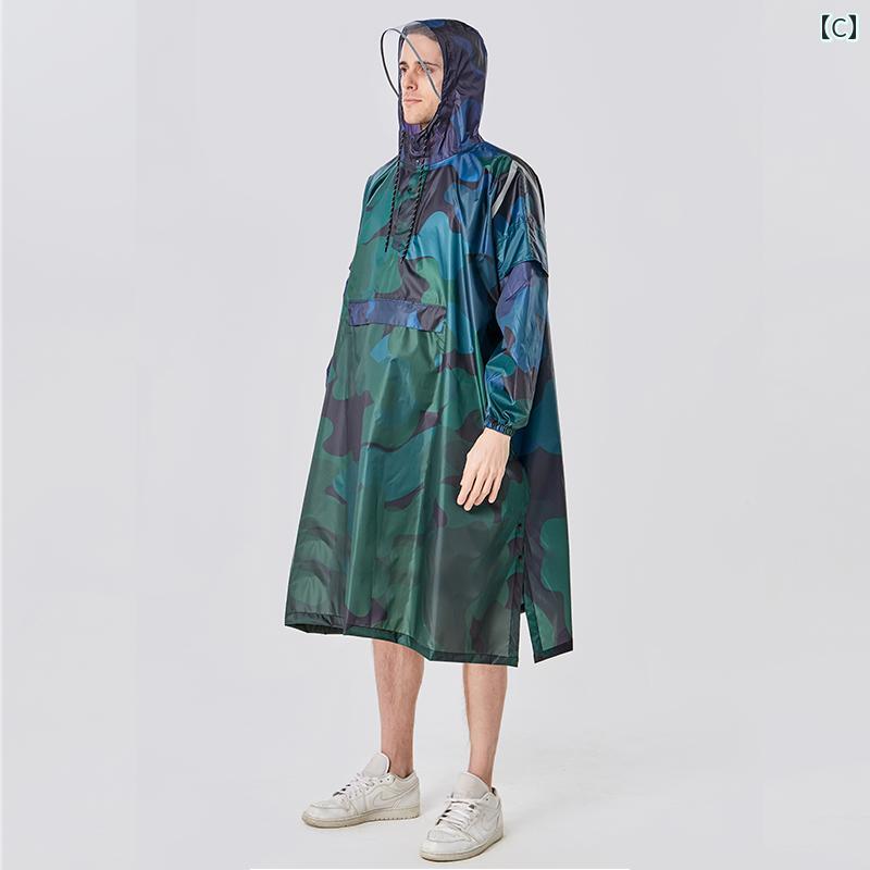 かっぱ レインコート 大人と メンズ Jetta レインコート 屋外での長 時間の ハイキング 旅行 サイクリング用 バック パック レトロ 要素を 備えた 反射 ポンチョ