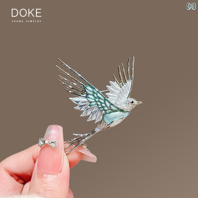ブローチ レディース コサージュ 高級の ブルー バード ブローチ ハイエンドの レディースな 精巧 ピン コサージュ 秋冬 コート アクセサリー