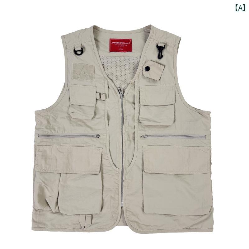 フィッシング ベスト 釣り Ama メンズ 春夏 フィッシングベスト 多機能 防水 メッシュ 通気性 マルチ ポケット ワークウェア フォトグラファー ベスト